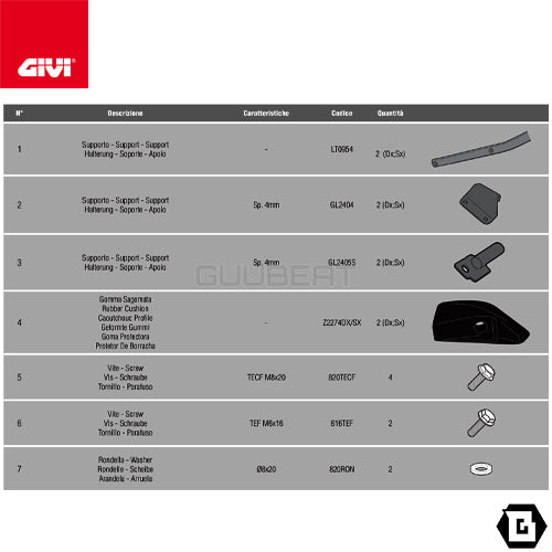 GIVI 1121KIT 取付キット サイドケースホルダー用/HONDA CB500X / HONDA NX 500 / HONDA 400X / HONDA NX 400専用