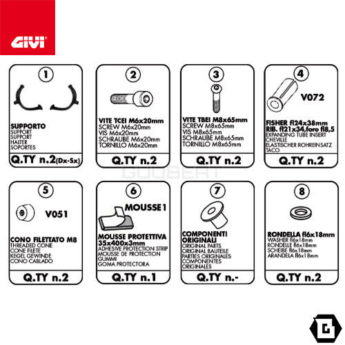 GIVI 351KIT 取付キット サイドケースホルダー用 / イージーロック ( EASYLOCK ) ST609 用/YAMAHA FZ6他専用