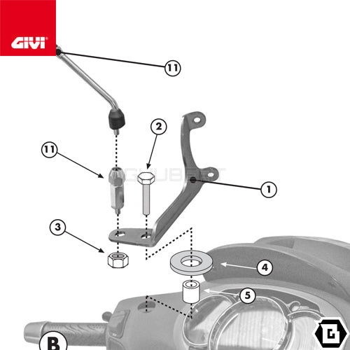 GIVI A357A 取付キット スクリーン用 フィッティングキット/PIAGGIO ビバリー 300 IE / PIAGGIO ビバリー 350他専用