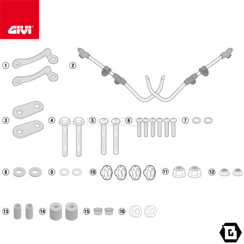 GIVI A6109A 取付キット スクリーン用 フィッティングキット/KYMCO アローマ 150 / KYMCO アローマ 125 / KYMCO アローマ 50専用