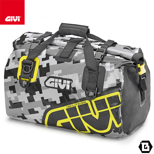 GIVI EA115CM 防水ボストンバッグ 40L容量 カモフラージュパターン グレー / イエロー