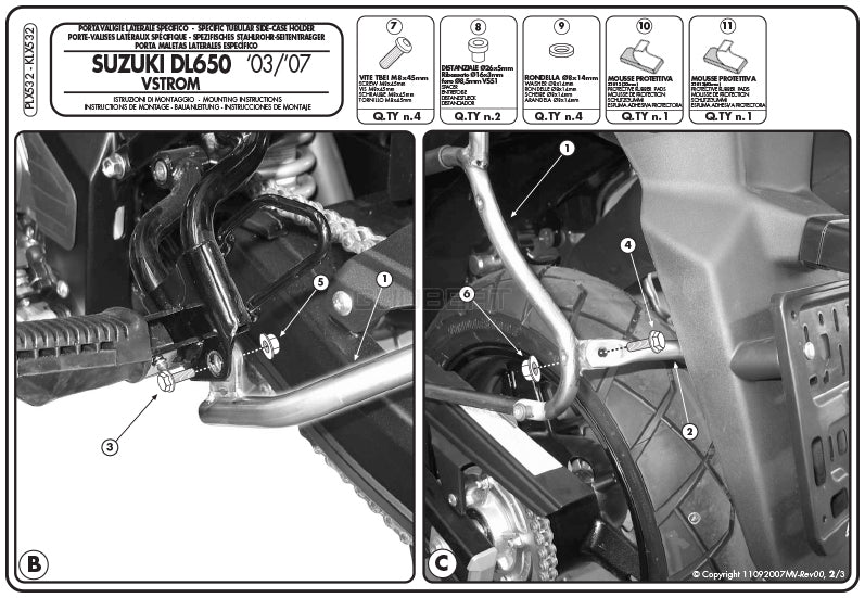 GIVI PLX532 サイドケースホルダー MONOKEY SIDE(モノキーサイド)V35用|SUZUKI Vストローム 650 対応