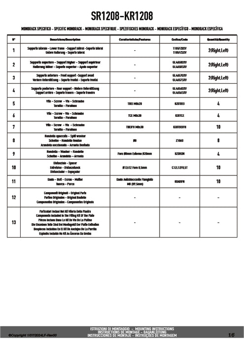 GIVI SR1208 GIVI キャリア スペシャルリアラック トップケース用(MONOKEYベース別売)|HONDA CB 650 R / CB650R / CBR 650 R 対応