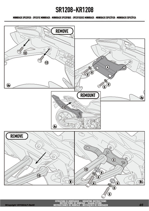 GIVI SR1208 GIVI キャリア スペシャルリアラック トップケース用(MONOKEYベース別売)|HONDA CB 650 R / CB650R / CBR 650 R 対応