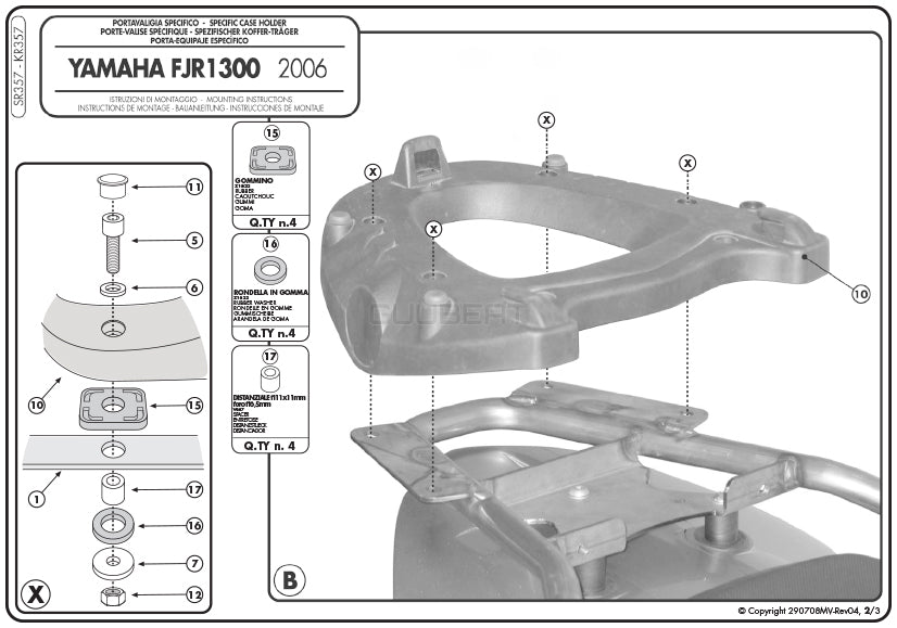 GIVI SR357 キャリア MONOKEYベース付属 スペシャルリアラック トップケース用|YAMAHA FJR 1300 対応
