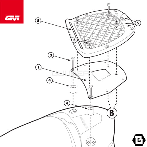 GIVI SR92M キャリア スペシャルリアラック トップケース用/KYMCO ダウンタウン 300 I / KYMCO ダウンタウン 200 I他専用