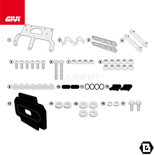 GIVI TL3112KIT ツールボックスステー S250用 フィッティングキット/HONDA CB500X / HONDA 400X / SUZUKI Vストローム 1000他専用