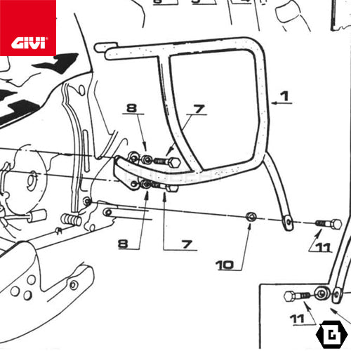 GIVI TN362 エンジンガード クラッシュバー ブラック/HONDA アフリカツイン専用