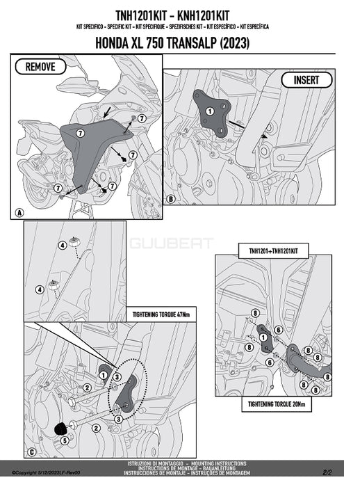 GIVI TNH1201KIT 取付ステー エンジンガード クラッシュバー用|HONDA XL750 トランザルプ 対応