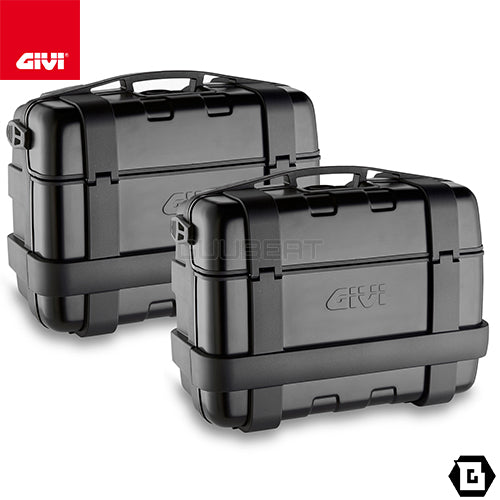 GIVI TRK33BPACK2 TREKKER トップ・サイドケース兼用 2ケース ブラックアルミカバータイプ MONOKEYタイプ 33L容量 ブラック