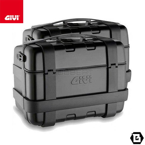 GIVI TRK46BPACK2 TREKKER トップ・サイドケース兼用 2ケース ブラックアルミカバータイプ MONOKEYタイプ 46L容量 ブラック