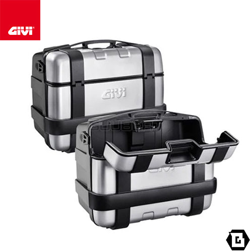 GIVI TRK46PACK2 TREKKER トップ・サイドケース兼用 2ケース アルミカバータイプ MONOKEYタイプ 46L容量 ブラック / シルバー