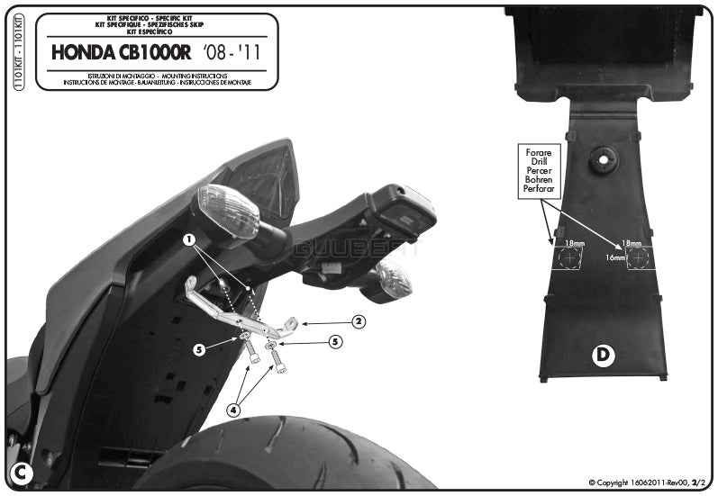 GIVI 1101KIT 取付キット イージーロック (EASYLOCK) ST609 専用／HONDA CB1000R専用