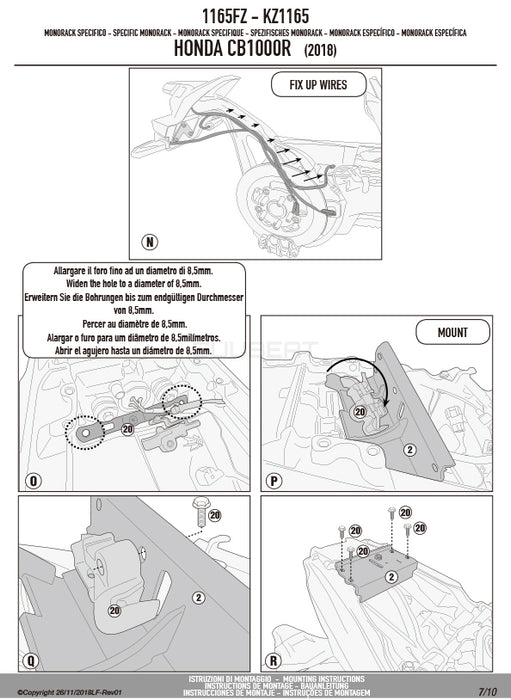 GIVI 1165FZ リアキャリア モノラック MONORACK／HONDA CB1000R / HONDA CB1000R専用