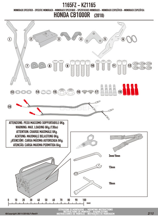 GIVI 1165FZ リアキャリア モノラック MONORACK／HONDA CB1000R / HONDA CB1000R専用