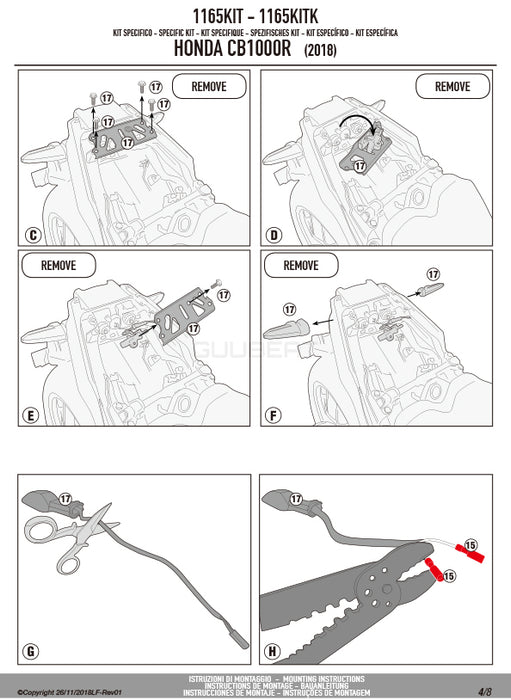 GIVI 1165KIT 取付キット イージーロック ( EASYLOCK )  ST609 専用／HONDA CB1000R専用