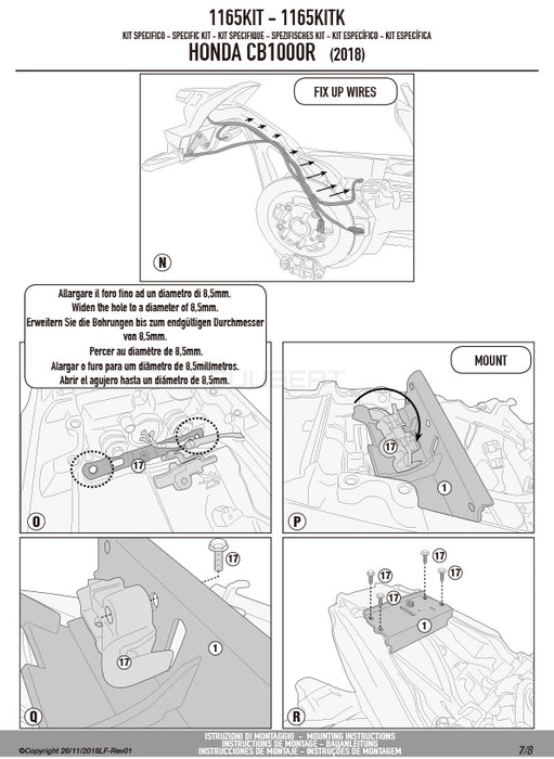 GIVI 1165KIT 取付キット イージーロック ( EASYLOCK )  ST609 専用／HONDA CB1000R専用