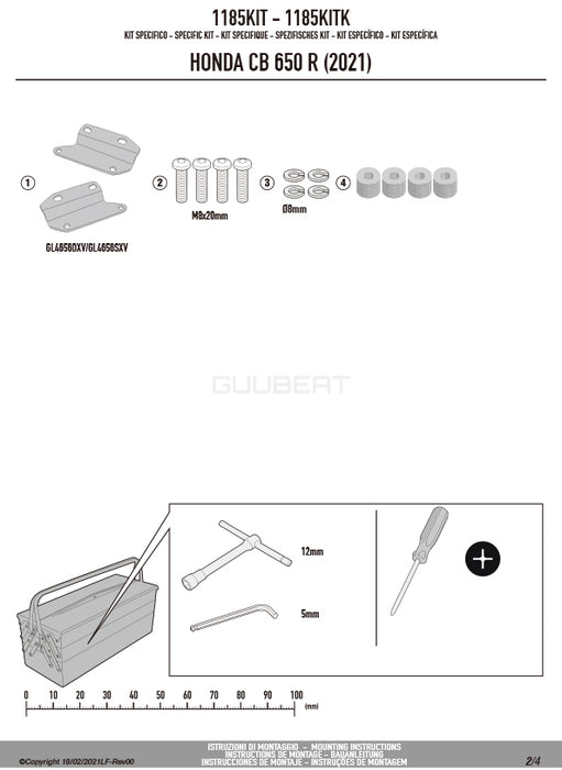 GIVI 1185KIT 取付キット イージーロック ( EASYLOCK )  ST609 専用／HONDA CB 650 R専用