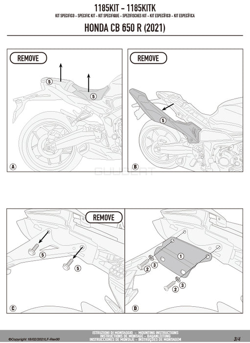 GIVI 1185KIT 取付キット イージーロック ( EASYLOCK )  ST609 専用／HONDA CB 650 R専用