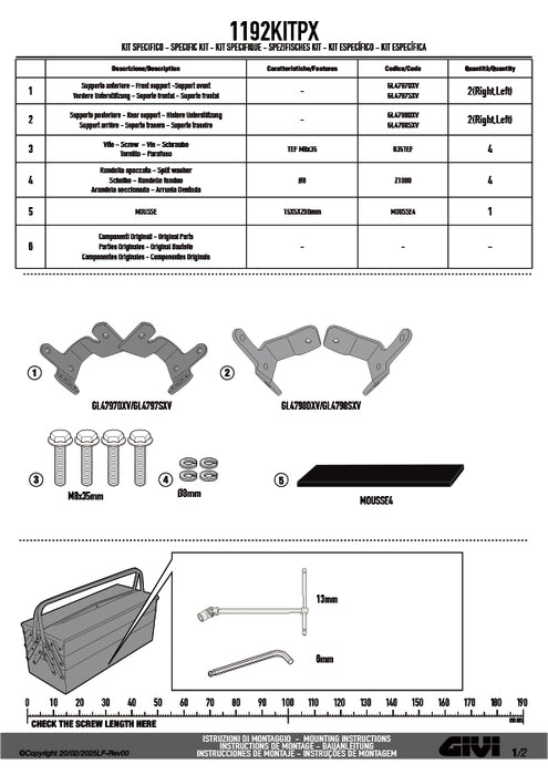 GIVI 1192KITPX 取付キット サイドケースホルダー用／HONDA NC750X専用