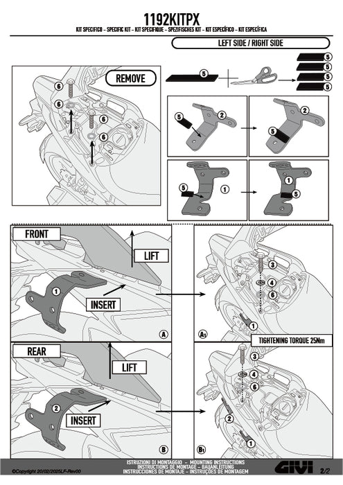 GIVI 1192KITPX 取付キット サイドケースホルダー用／HONDA NC750X専用