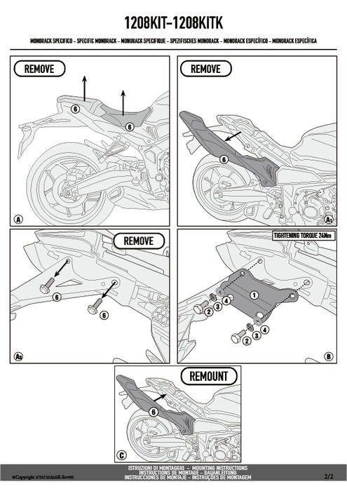 GIVI 1208KIT ステルスシステム取付キット STL1208専用 タイプ｜HONDA CBR 650 R / CB 650 R / CB650R 対応
