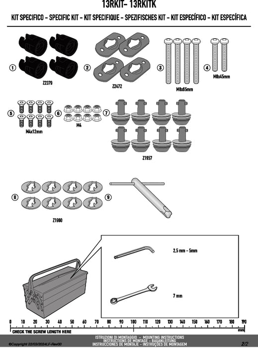 GIVI 13RKIT サイドケースホルダー用 ラピッドリリースキット／BENELLI TRK 702 / BENELLI TRK 702 X / BMW R 1300 GS専用