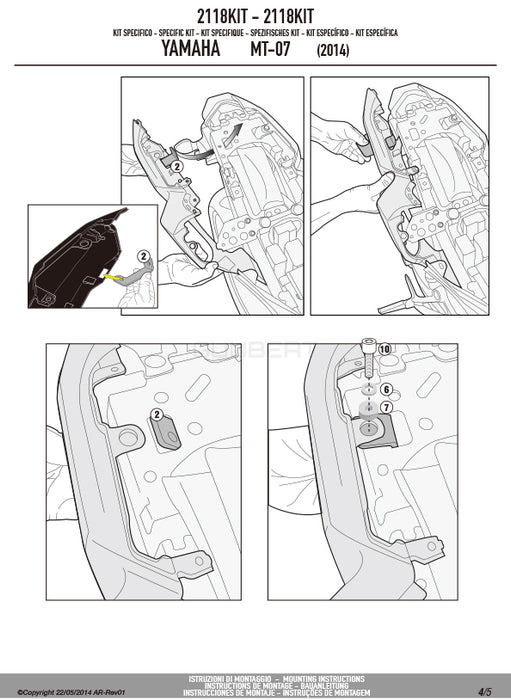 GIVI 2118KIT 取付キット イージーロック ( EASYLOCK )  ST609 専用／YAMAHA MT-07専用