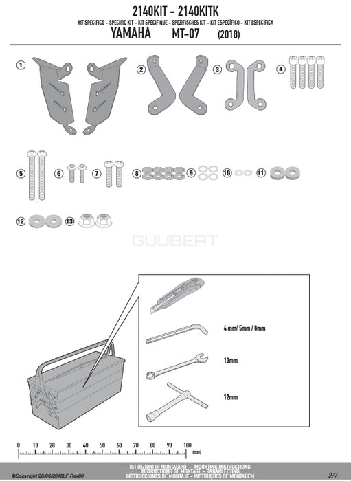 GIVI 2140KIT 取付キット イージーロック ( EASYLOCK )  ST609 専用／YAMAHA MT-07専用