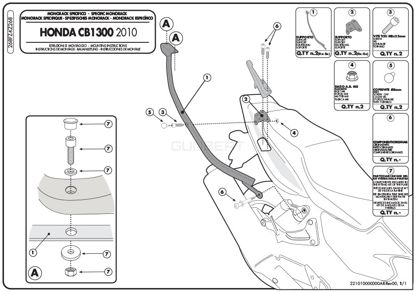 GIVI 268FZ リアキャリア モノラック MONORACK／HONDA CB1300 スーパーボルドール専用