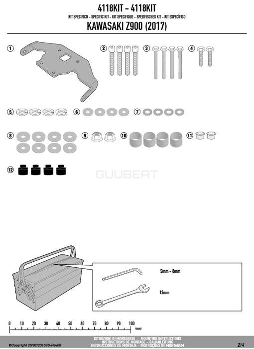 GIVI 4118KIT 取付キット サイドバッグ MULTI LOCK ( マルチロック ) サイドバッグ 専用 ／KAWASAKI Z 900 / KAWASAKI Z 900専用