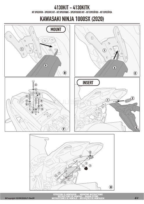 GIVI 4130KIT 取付キット サイドケースホルダー用／KAWASAKI ニンジャ 1000 SX専用