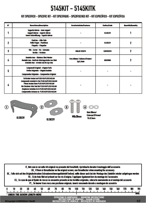 GIVI 5145KIT 取付キット サイドケースホルダー用／BMW F 900 GS専用