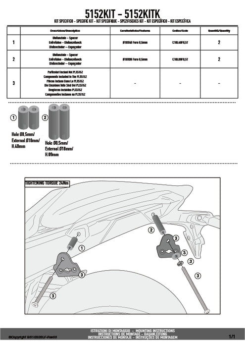 GIVI 5152KIT サイドケースホルダー取付キット｜BMW R 1300 RS / R 1300 R 対応