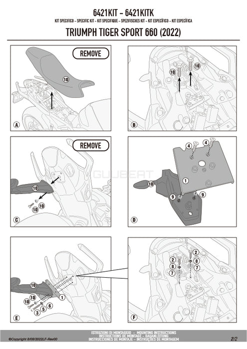 GIVI 6421KIT 取付キット サイドケースホルダー用／TRIUMPH タイガースポーツ 800 / TRIUMPH タイガースポーツ 660専用