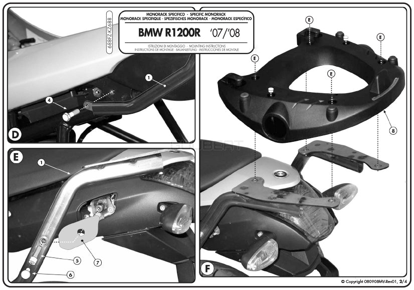 GIVI 688FZ リアキャリア モノラック MONORACK／BMW R 1200 R専用