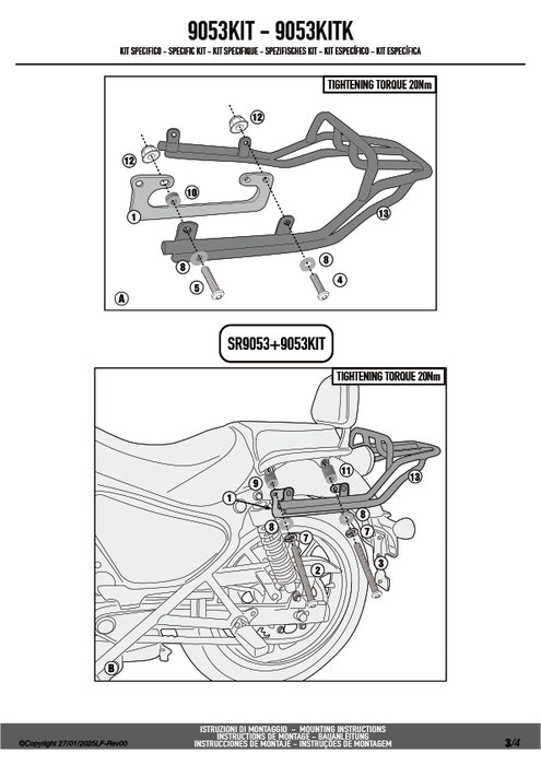 GIVI 9053KIT リアキャリア取付キット｜ROYAL ENFIELD メテオ 350 対応