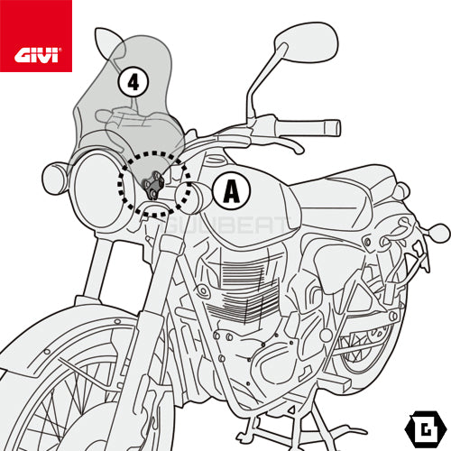 GIVI A201 ユニバーサルスクリーン スモーク／BENELLI インペリアーレ 400 / KAWASAKI Z 900 RS / ROYAL ENFIELD ハンター 350 / TRIUMPH スピードツイン 1200 / TRIUMPH スピード 400専用