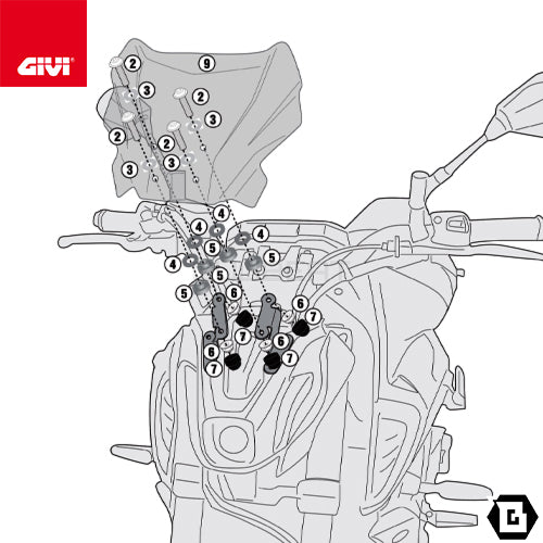 GIVI A2157A 取付キット スクリーン用 フィッティングキット／YAMAHA MT-07専用