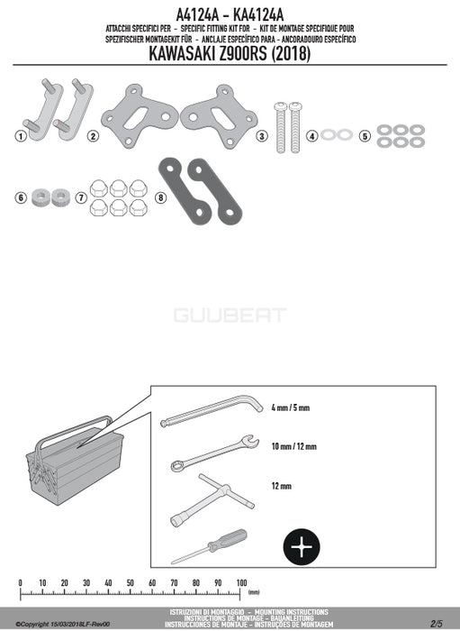 GIVI A4124A 取付キット スクリーン用 フィッティングキット／KAWASAKI Z 900 RS専用