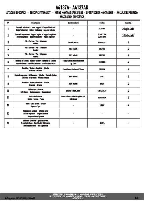 GIVI A4137A スクリーン4137A専用 取付キット フィッティングキット｜KAWASAKI Z 900 対応