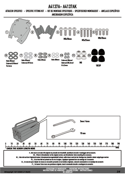 GIVI A4137A スクリーン4137A専用 取付キット フィッティングキット｜KAWASAKI Z 900 対応
