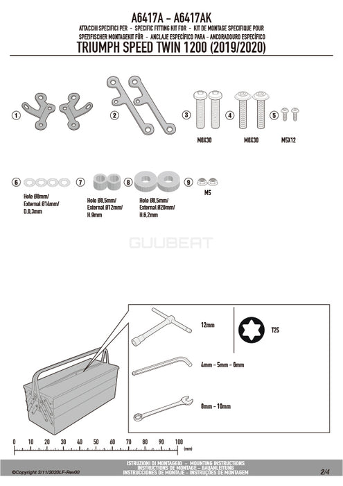 GIVI A6417A 取付キット スクリーン用 フィッティングキット／TRIUMPH スピードツイン 1200専用