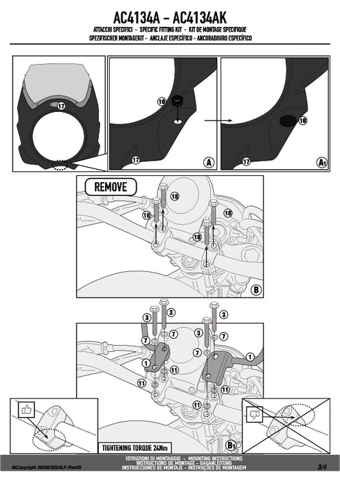GIVI AC4134A 取付キット カウルA802用 フィッティングキット／KAWASAKI エリミネーター 500専用