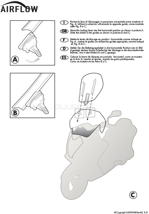 GIVI AF1110 スクリーン Airflow スライド 可変式 クリア／HONDA VFR1200X クロスツアラー / HONDA VFR1200X クロスツアラーDCT専用