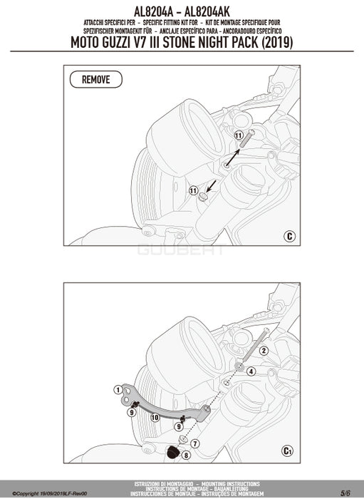 GIVI AL8204A 取付キット スクリーン用 フィッティングキット／MOTO GUZZI V7 3 ストーン ナイトパック専用