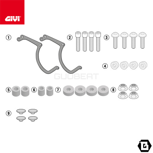 GIVI AL8704A 取付キット スクリーン用 フィッティングキット ／ BENELLI レオンチーノ 500 / BENELLI レオンチーノ 500 トレール専用