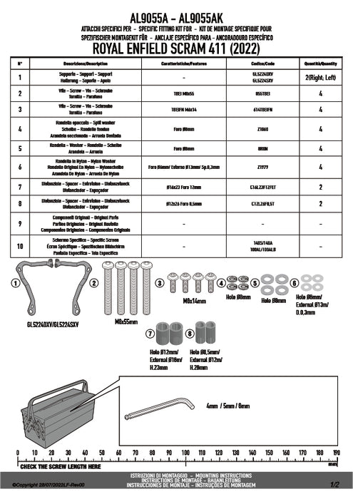 GIVI AL9055A 取付キット スクリーン用 フィッティングキット／ROYAL ENFIELD スクラム 411専用