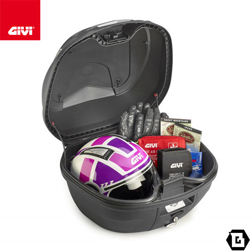 GIVI B360N2 モノロックトップケース 36L｜ユニバーサルベース付属 2ジェットヘルメット収納可 カーボンルック／レッドリフレクター