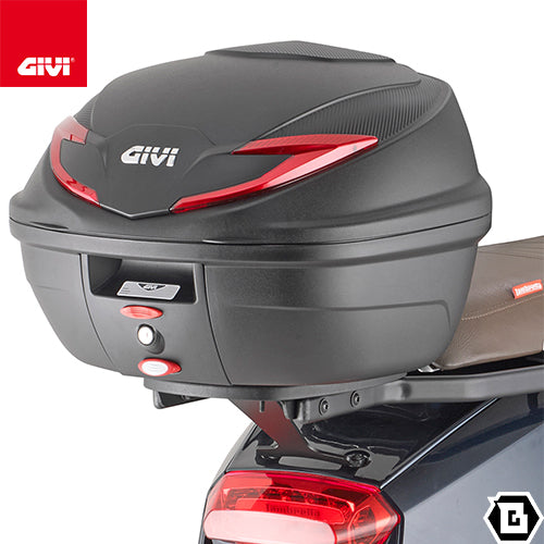 GIVI B360N2 モノロックトップケース 36L｜ユニバーサルベース付属 2ジェットヘルメット収納可 カーボンルック／レッドリフレクター